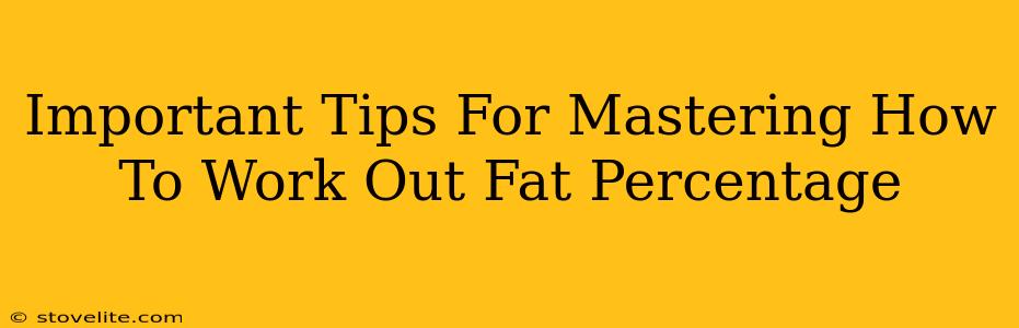 Important Tips For Mastering How To Work Out Fat Percentage