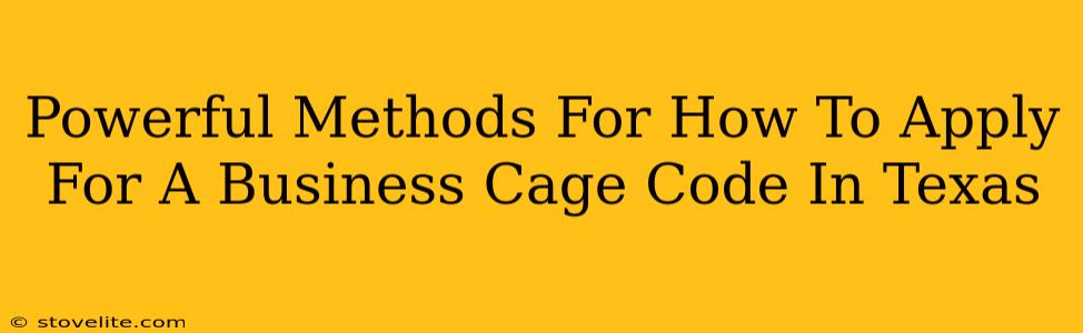 Powerful Methods For How To Apply For A Business Cage Code In Texas