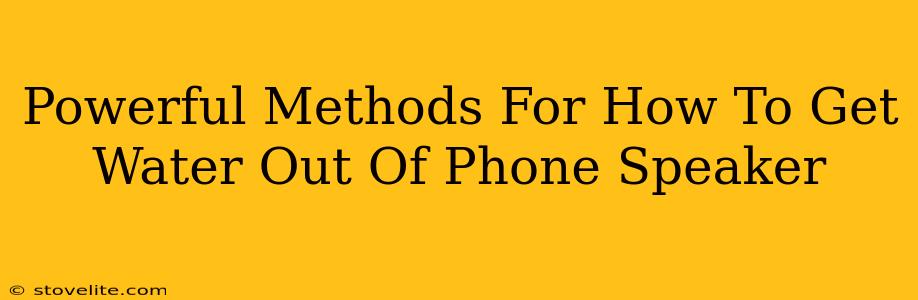 Powerful Methods For How To Get Water Out Of Phone Speaker