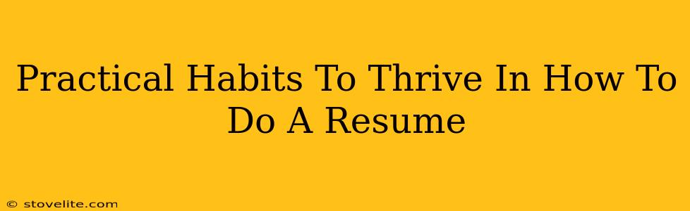 Practical Habits To Thrive In How To Do A Resume