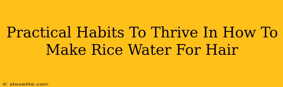 Practical Habits To Thrive In How To Make Rice Water For Hair