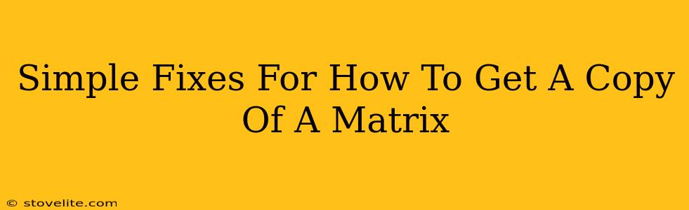 Simple Fixes For How To Get A Copy Of A Matrix