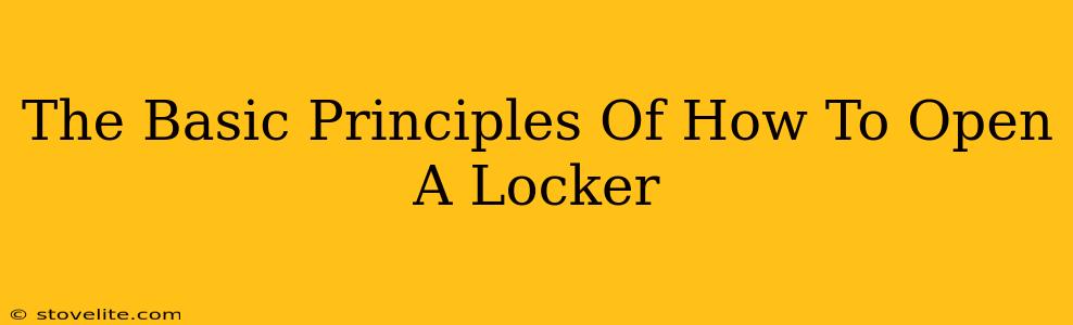 The Basic Principles Of How To Open A Locker