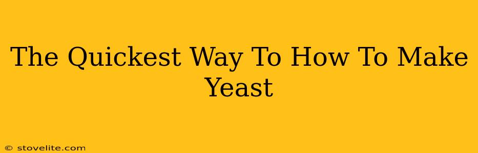 The Quickest Way To How To Make Yeast