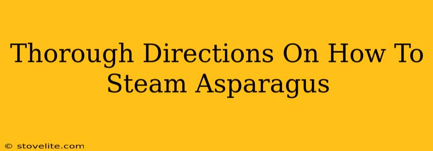 Thorough Directions On How To Steam Asparagus