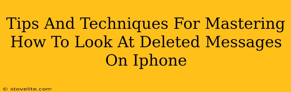 Tips And Techniques For Mastering How To Look At Deleted Messages On Iphone