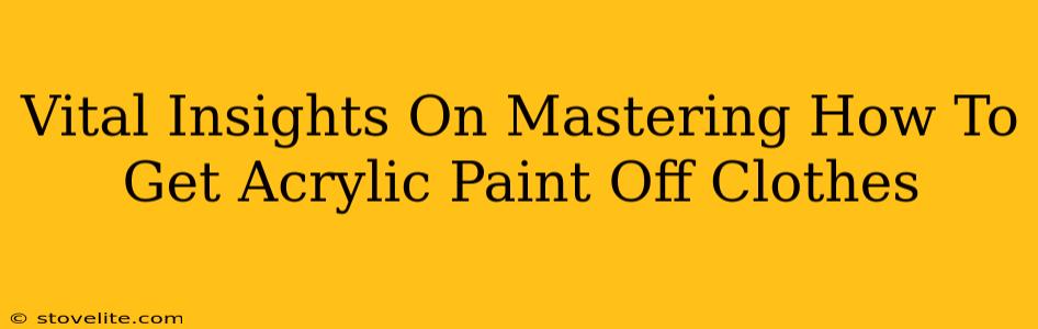 Vital Insights On Mastering How To Get Acrylic Paint Off Clothes