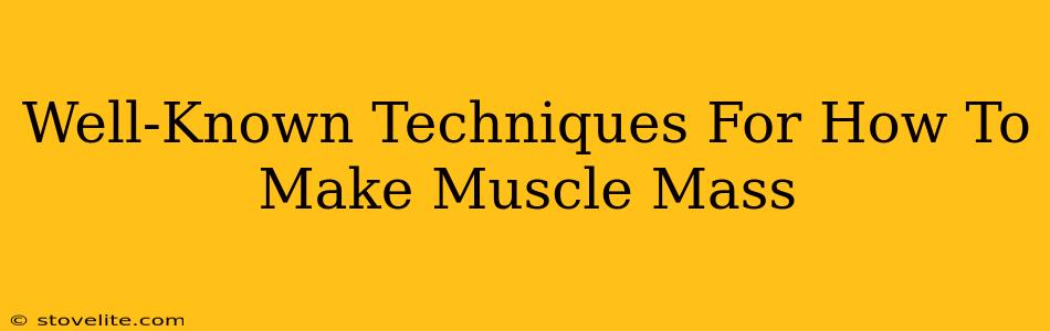 Well-Known Techniques For How To Make Muscle Mass