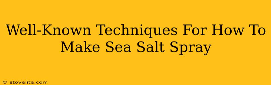 Well-Known Techniques For How To Make Sea Salt Spray